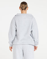 Oversized Collar Sweatshirt | Grey Marl Crop Shop Boutique